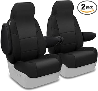 Coverking Custom Fit Neosupreme Front Seat Covers for Ford E-Series (1992-2008) - 50/50 Bucket, Highback Backrest, 1 Armrest Per Seat, Water-Resistant, Durable, Black